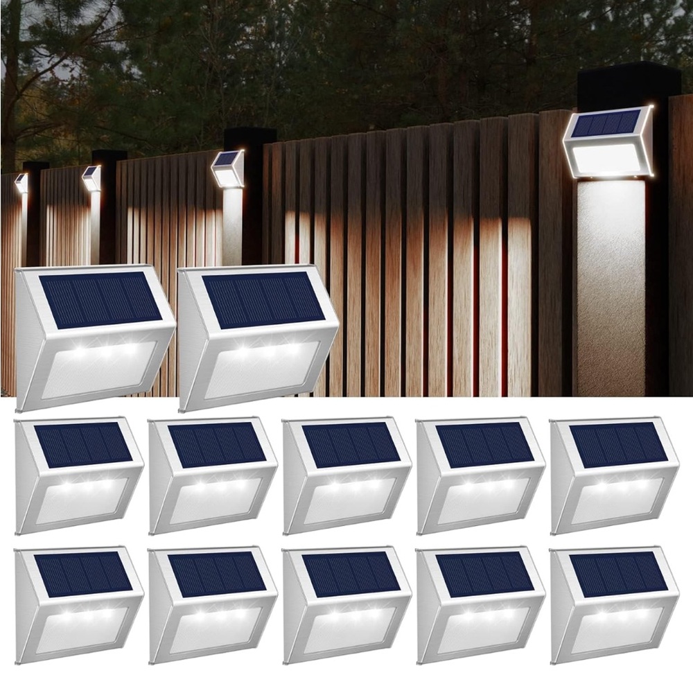 12 Pack Solar Powered Deck Lights Waterproof Stairs Light Stainless Steel